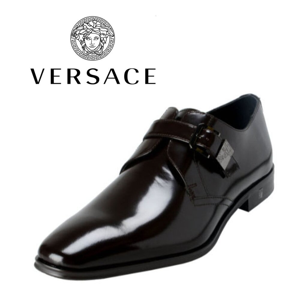 VERSACE Men's Versace Collection Polished Black Shoes - New Without Box - Black